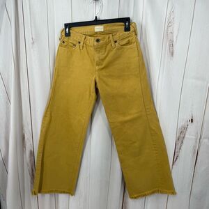 Simon Miller Women’s 26 Yellow Wide Leg Flare Raw Hem Jeans